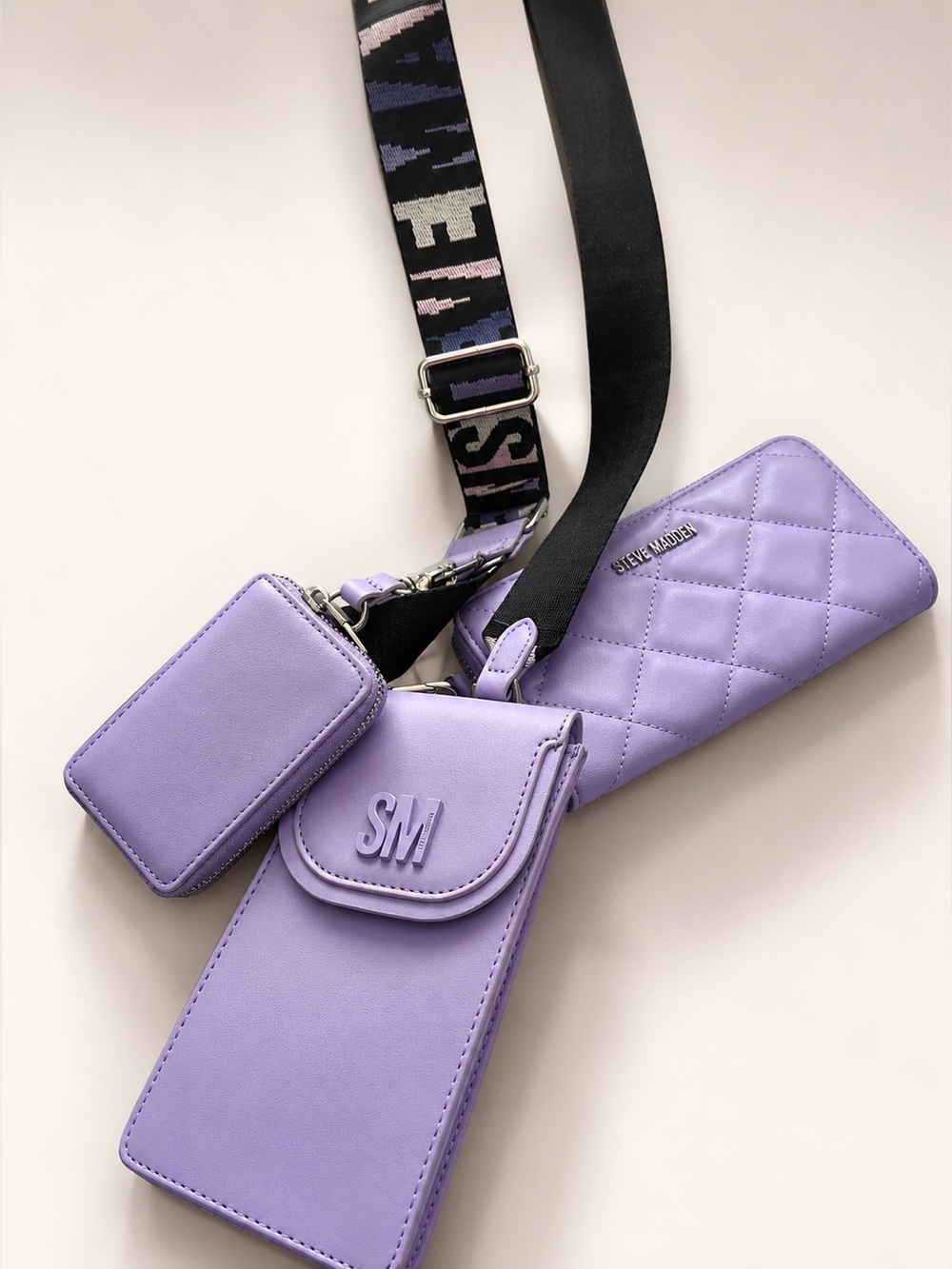 Steve Madden Purple Crossbody Wallet Phone Bag Set Adjustable Strap